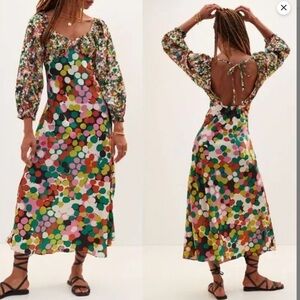 Anthropologie Porridge Floral puff sleeve maxi dres